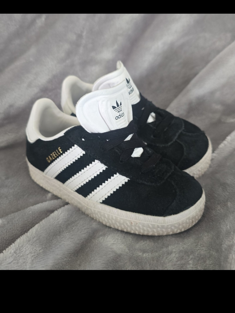 adidas Kids Gazelle Suede Sneakers in Black and White